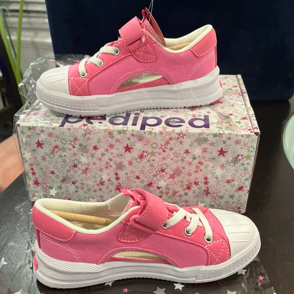 Pediped Pink and White Kids Sneakers